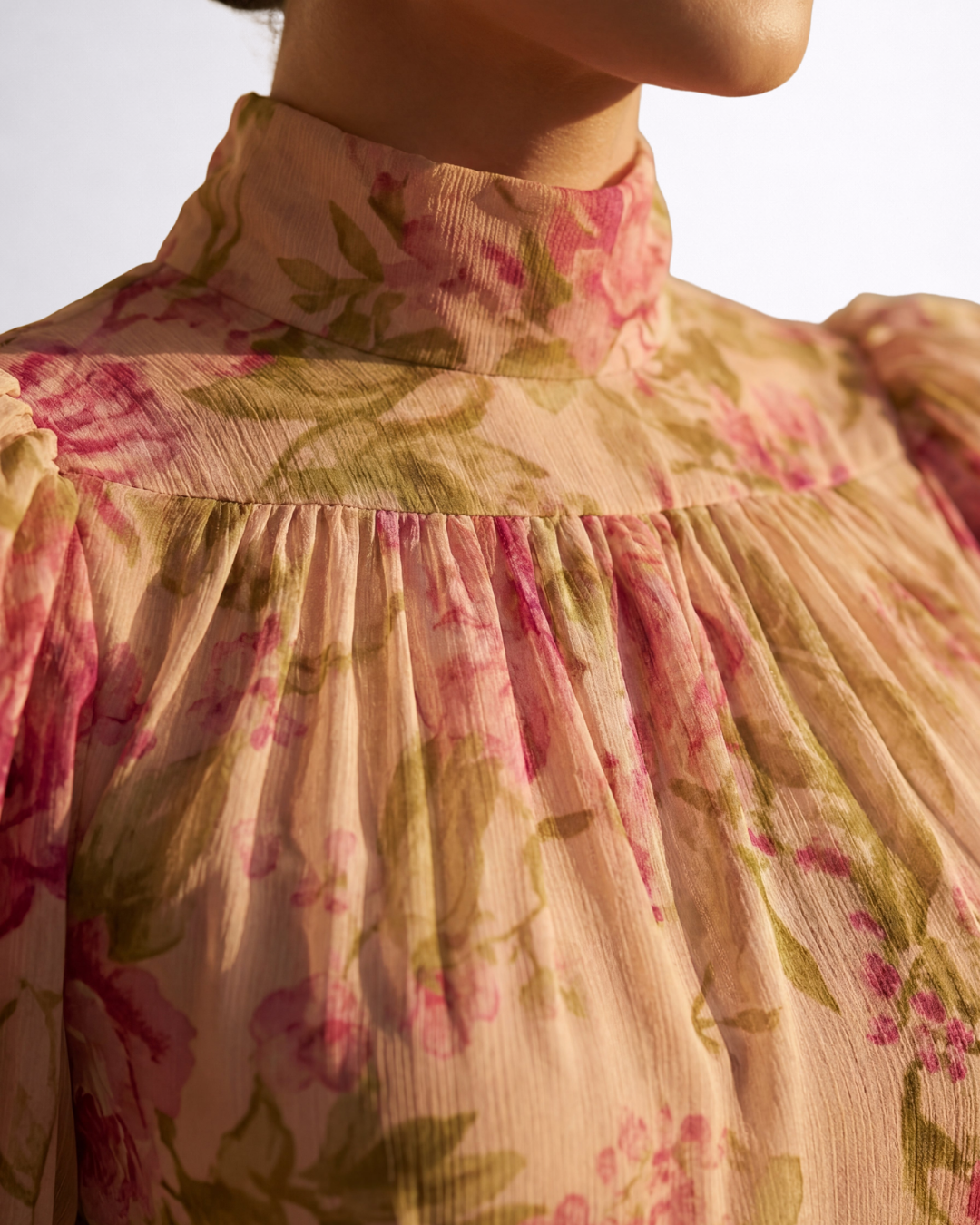 Rosario | Abito Lungo in Chiffon con Stampa Floreale