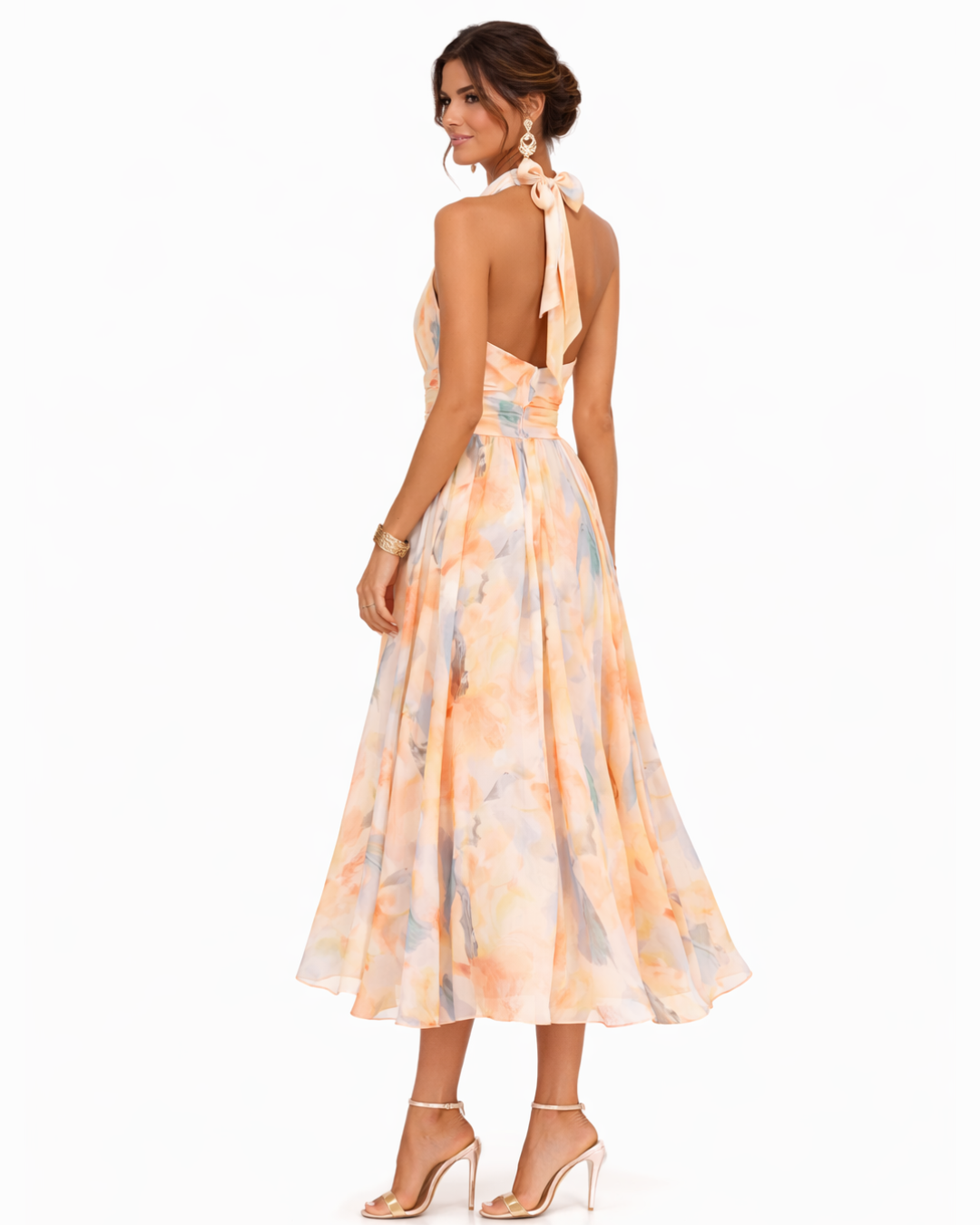 Aurora™ | Kleid mit Halterneck und Aquarelldruck