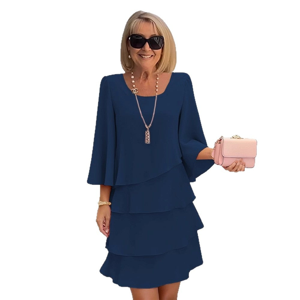 Margaux – Abito midi elegante con volant