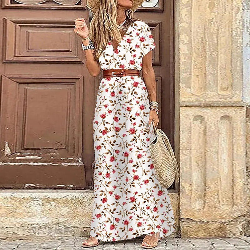 Justine™ – Abito lungo bohemien fluido con cintura