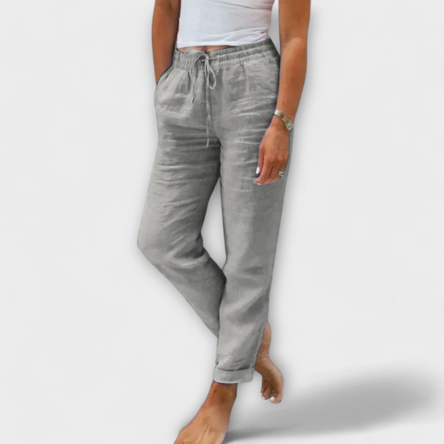 Stacy - Pantalones ligeros de lino