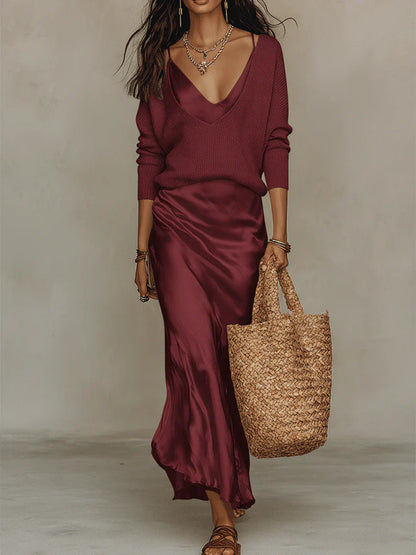 Elena | Midi Satin Dress