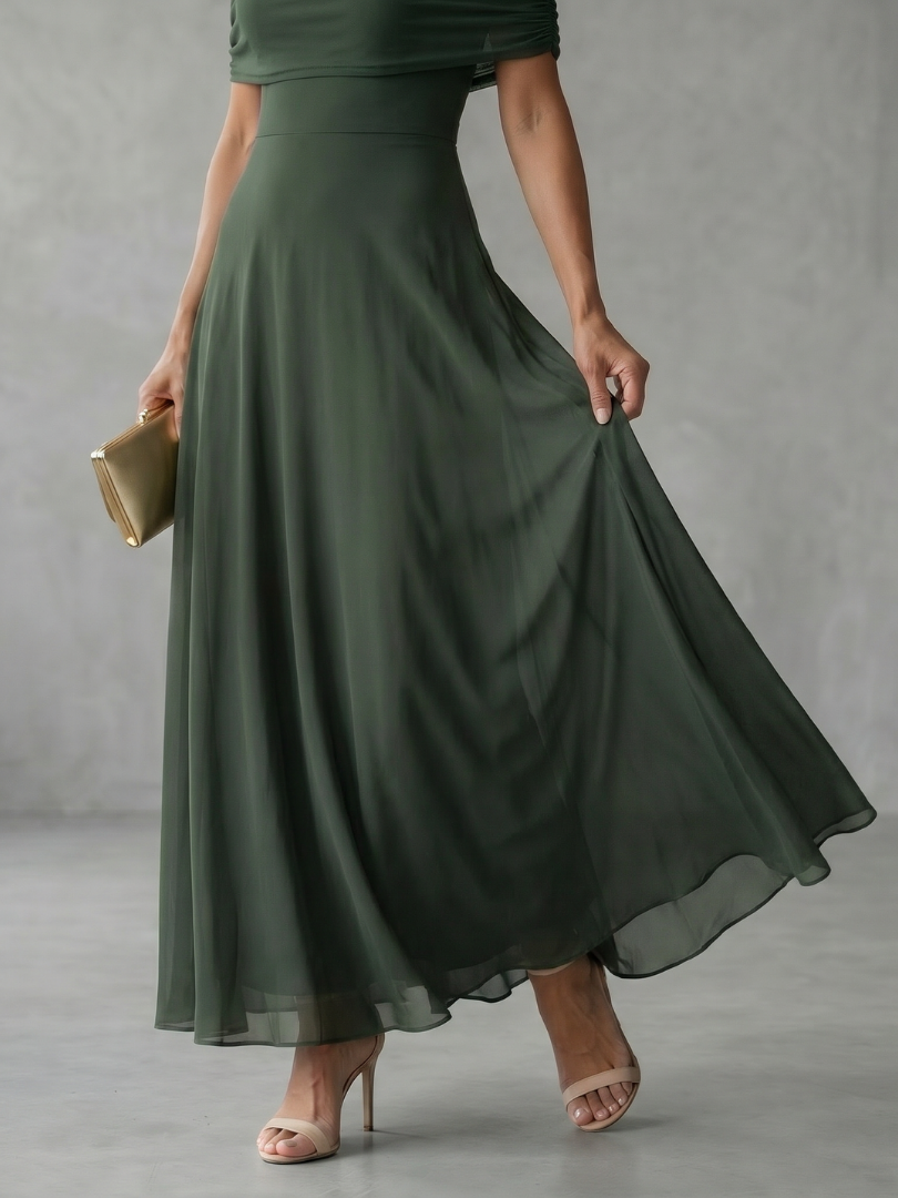 Giugno | Abito Midi Drappeggiato Off Shoulder