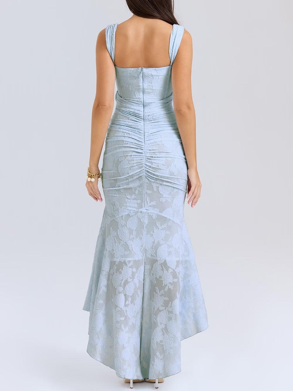 Giulia | Vestito maxi floreale blu campanula