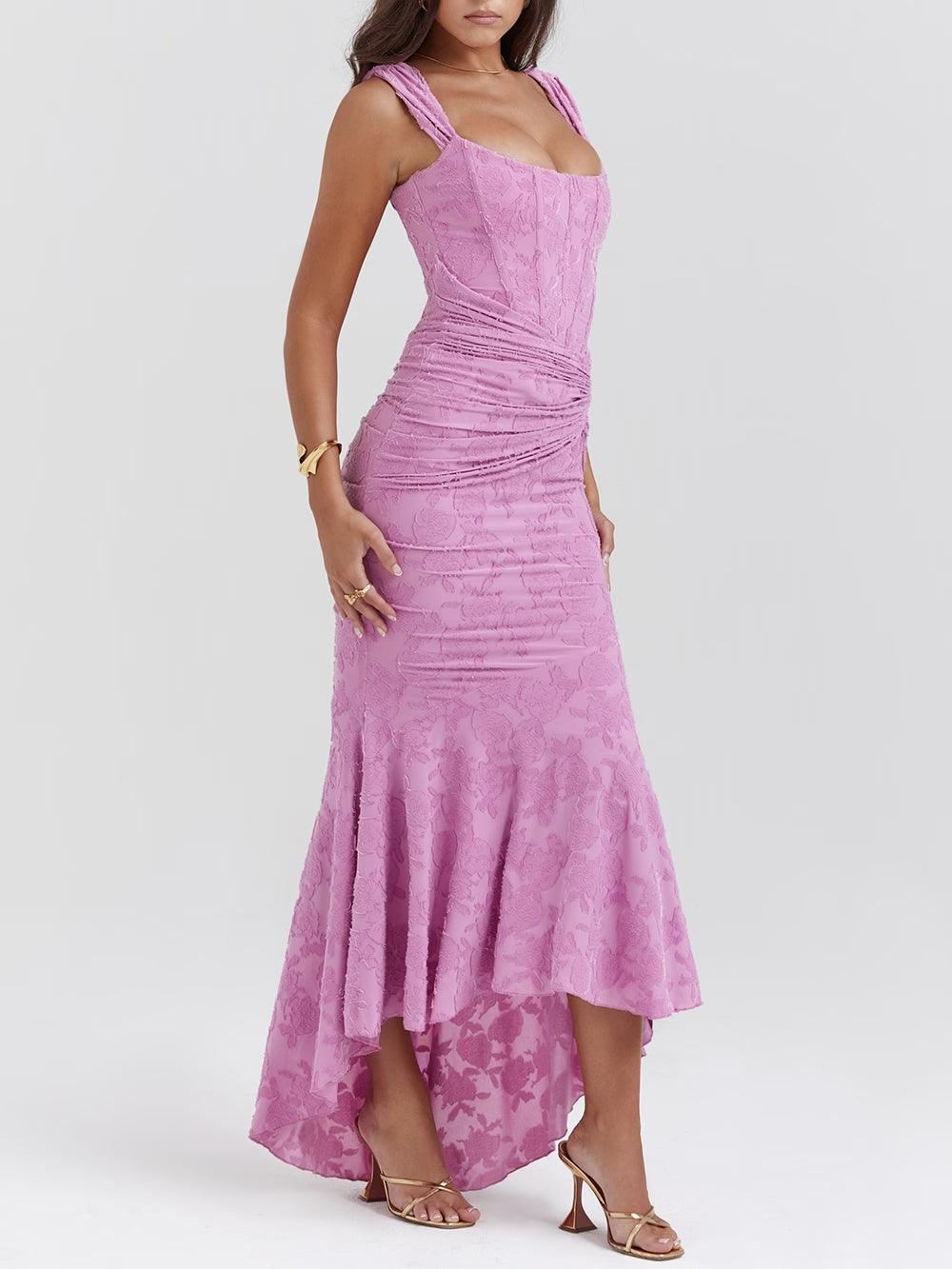 Giulia | Vestito maxi floreale blu campanula