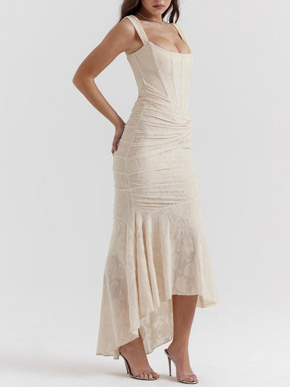Giulia | Vestito maxi floreale blu campanula