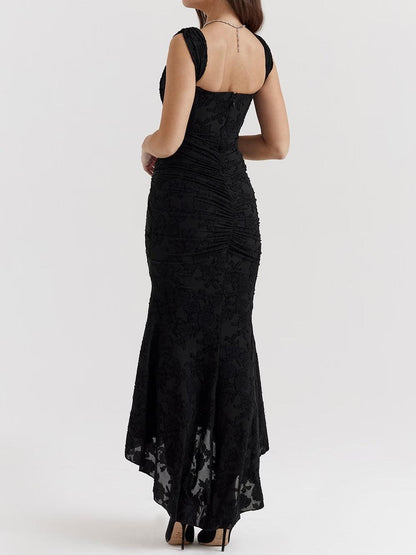 Giulia | Vestito maxi floreale blu campanula