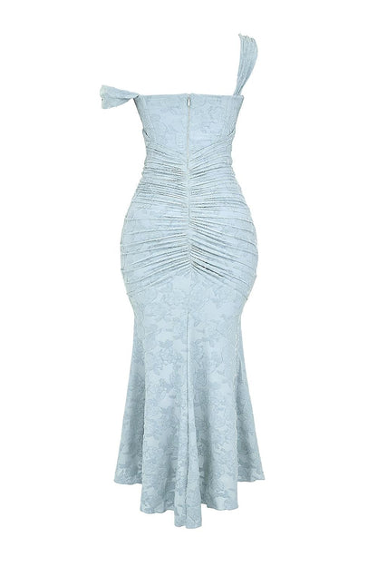 Giulia | Vestito maxi floreale blu campanula