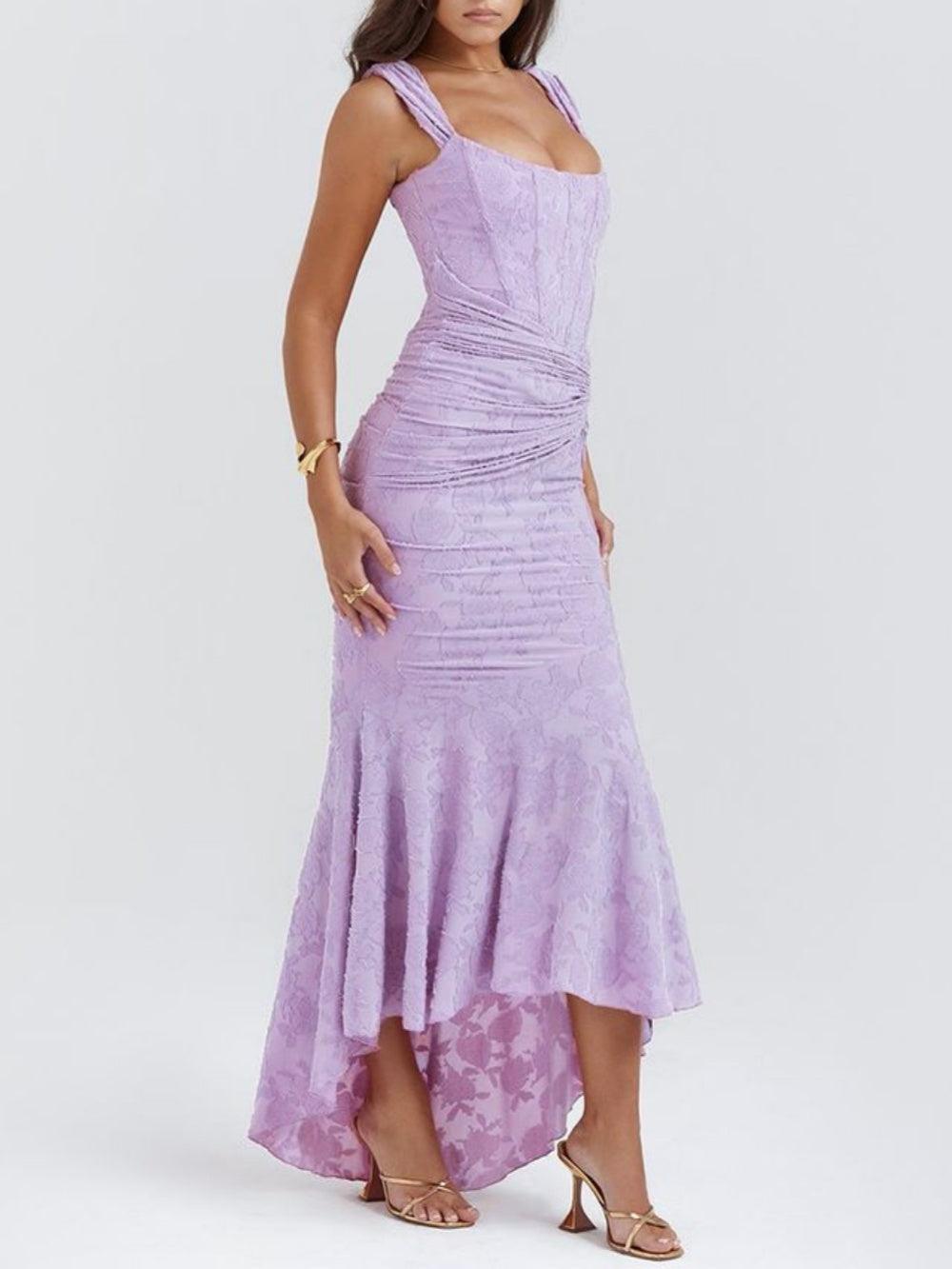 Giulia | Vestito maxi floreale blu campanula