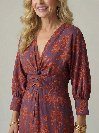 Lune | Vestito Midi Avvolgente Naturale