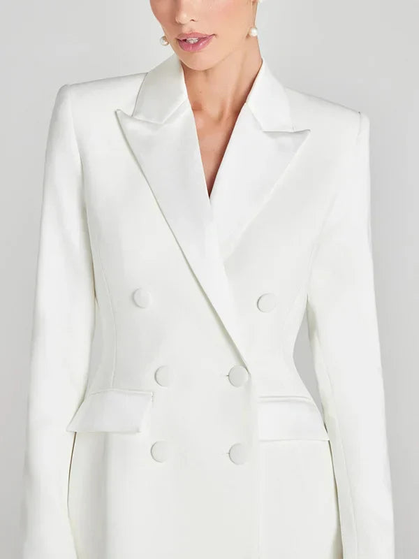 Sofia | Blazer Bianco Doppiopetto in Satin