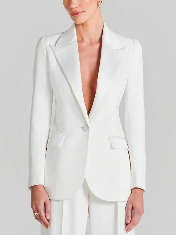 Sofía | Blazer Bianco a Un Bottone con Collo Plissettato