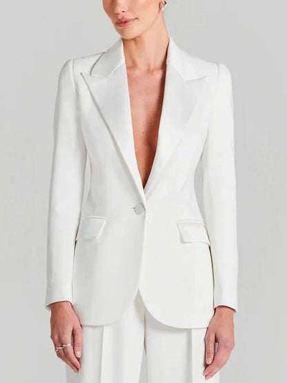 Sofía | Blazer Bianco a Un Bottone con Collo Plissettato