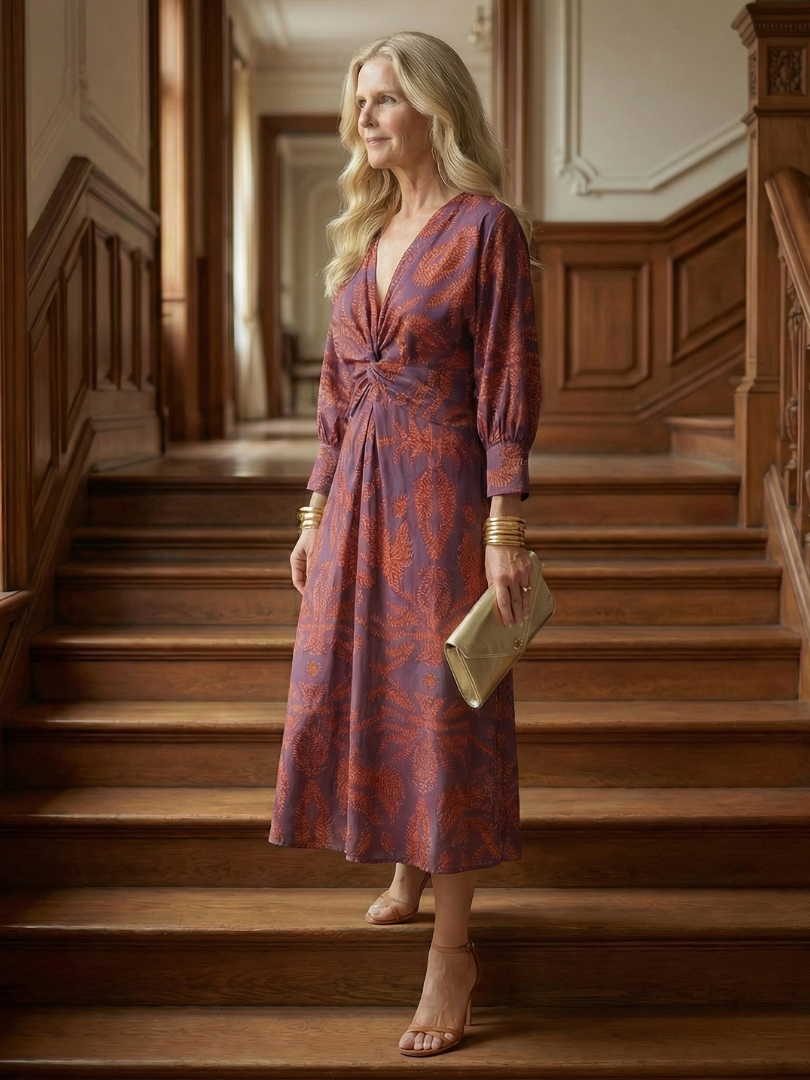 Lune | Vestito Midi Avvolgente Naturale