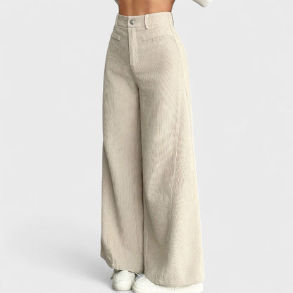 Rida - Pantalones de Mujer de Cintura Alta con Pierna Ancha