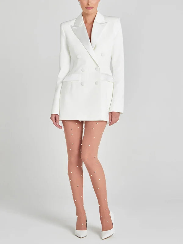Sofia | Blazer Bianco Doppiopetto in Satin