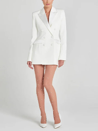 Sofia | Blazer Bianco Doppiopetto in Satin