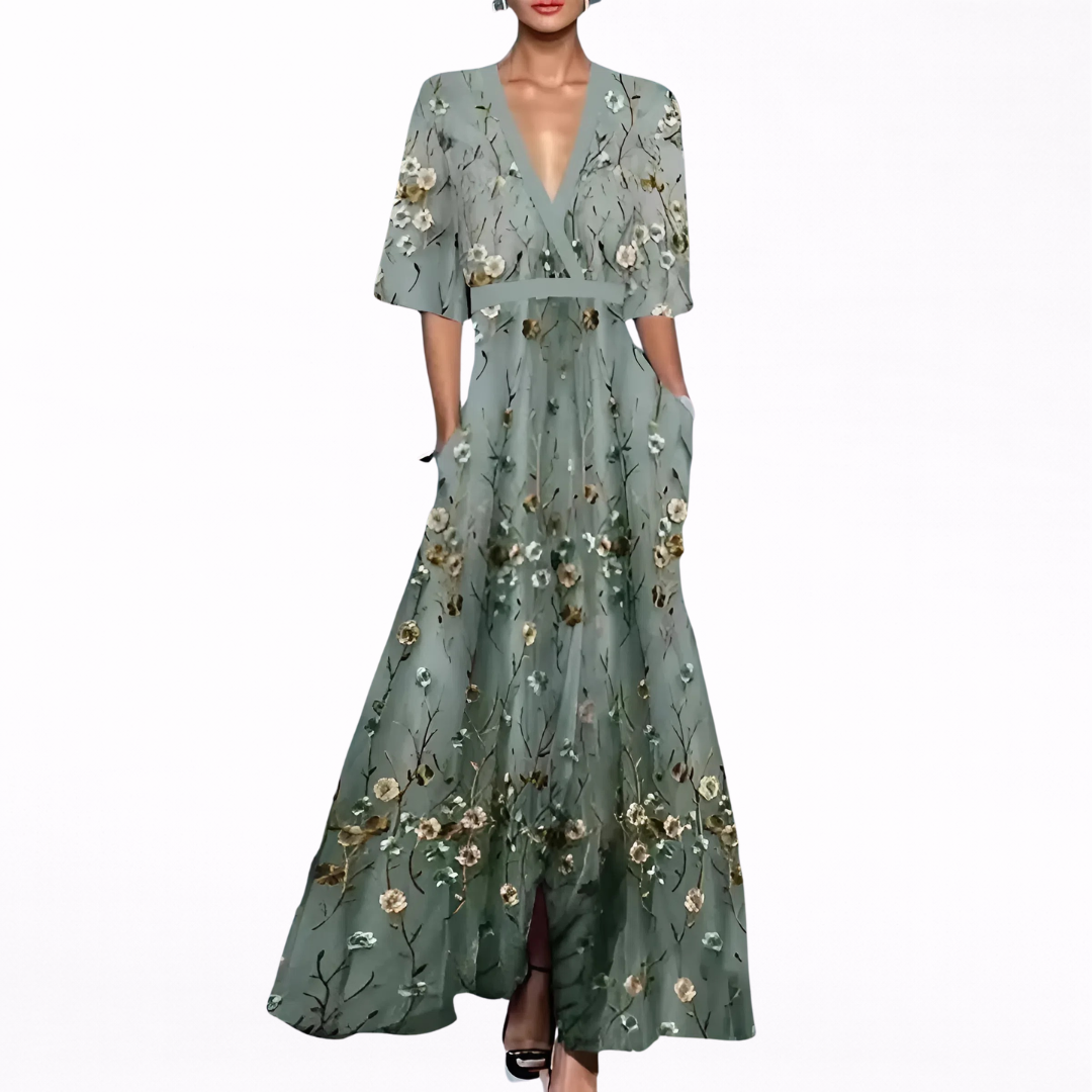Valentina | Elegante Vestito Maxi con Scollatura Profonda