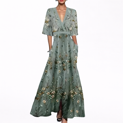 Valentina | Elegante Vestito Maxi con Scollatura Profonda