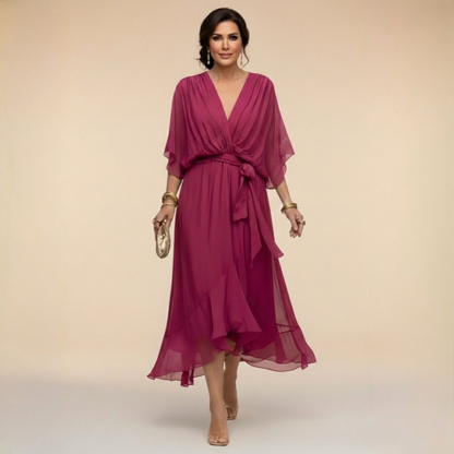 Monica | Vestito in chiffon con scollatura a V