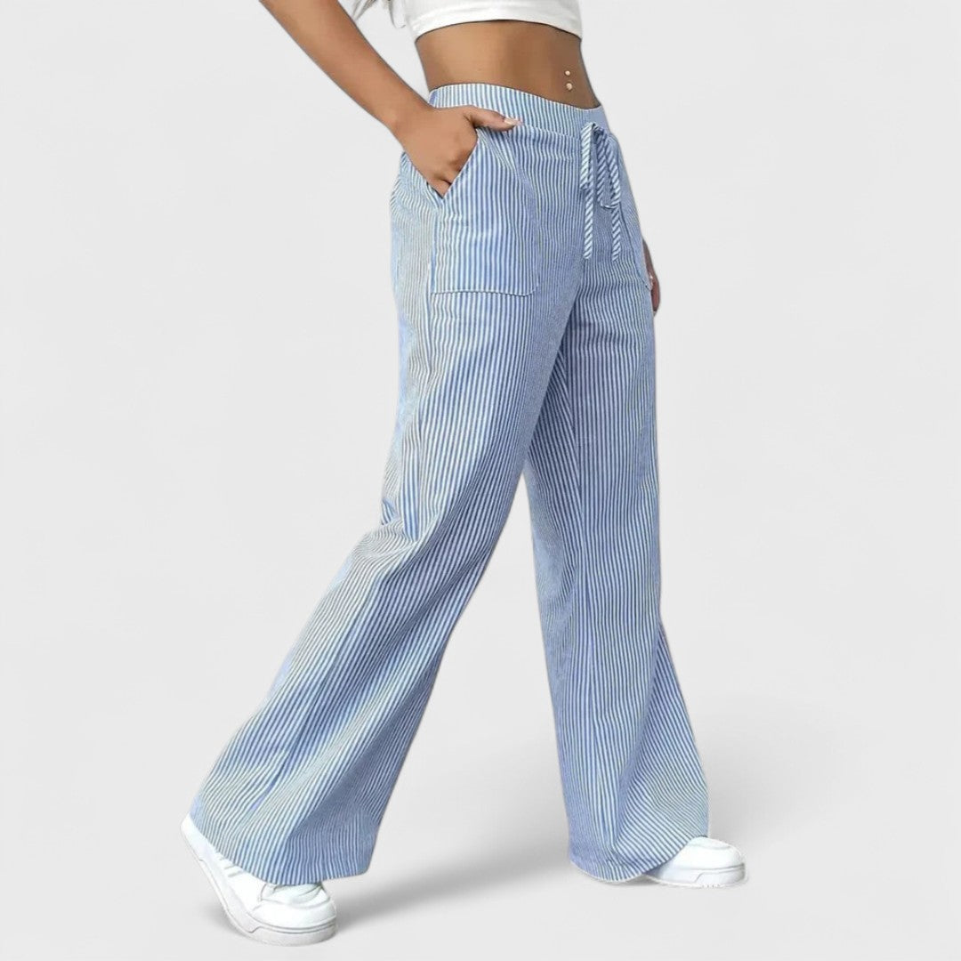 Dominique - Pantalones anchos cómodos con detalles elegantes