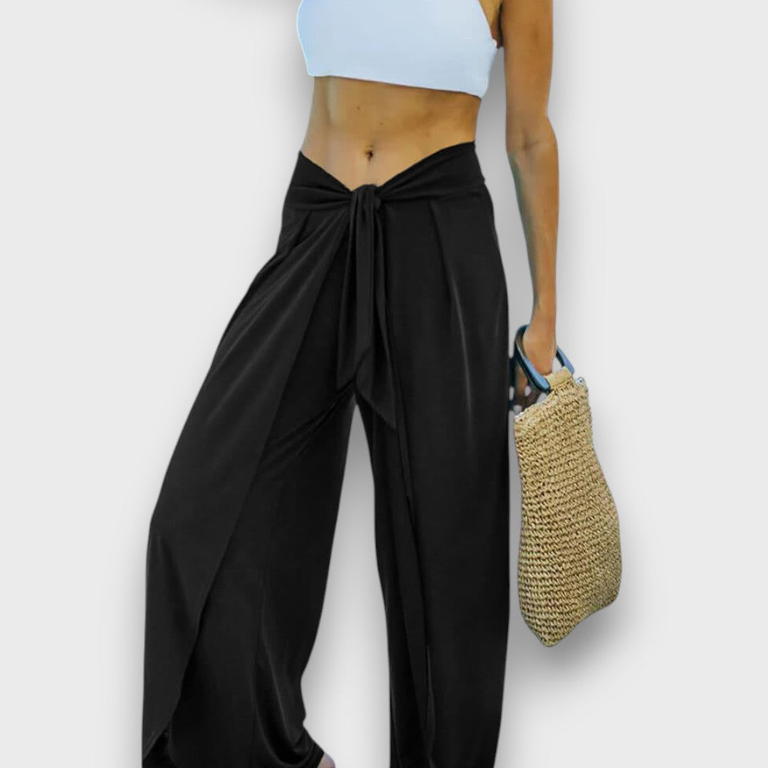 Narella – Pantaloni estivi con effetto incrociato e cintura da annodare