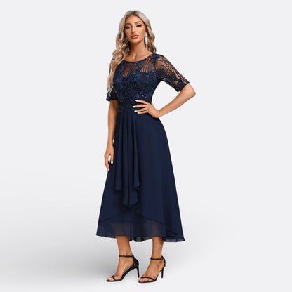 Mariana - Vestido de Encaje con Mangas Cortas Elegantes