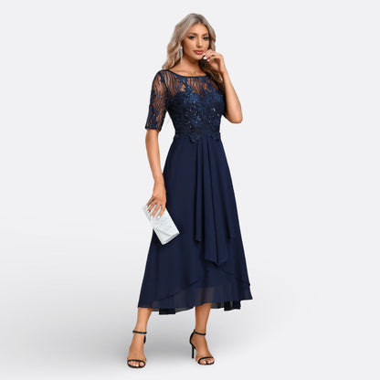 Mariana - Vestido de Encaje con Mangas Cortas Elegantes
