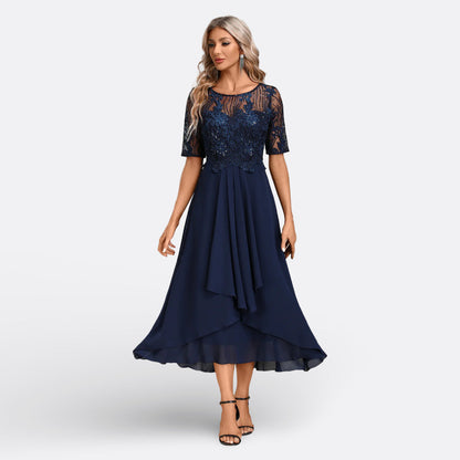 Mariana - Vestito in Pizzo con Maniche Corte Eleganti