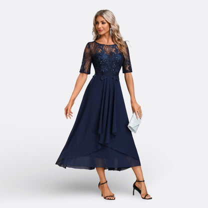 Mariana - Vestido de Encaje con Mangas Cortas Elegantes