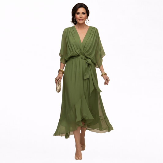 Monica | Vestito in chiffon con scollatura a V