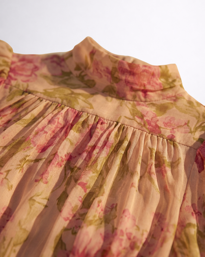 Rosario | Abito Lungo in Chiffon con Stampa Floreale