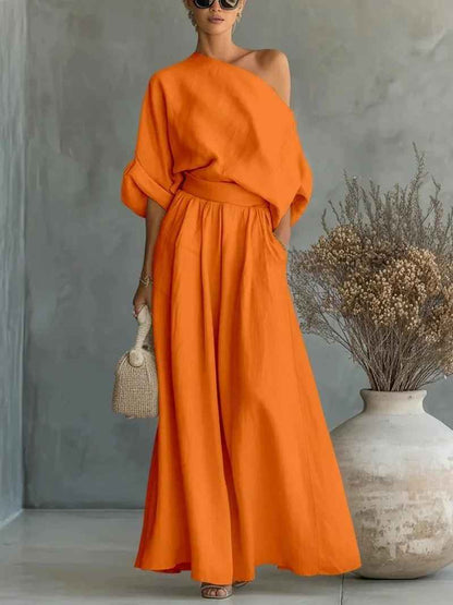 Lisa | Top Morbido Off-Shoulder e Set di Pantaloni Tapered
