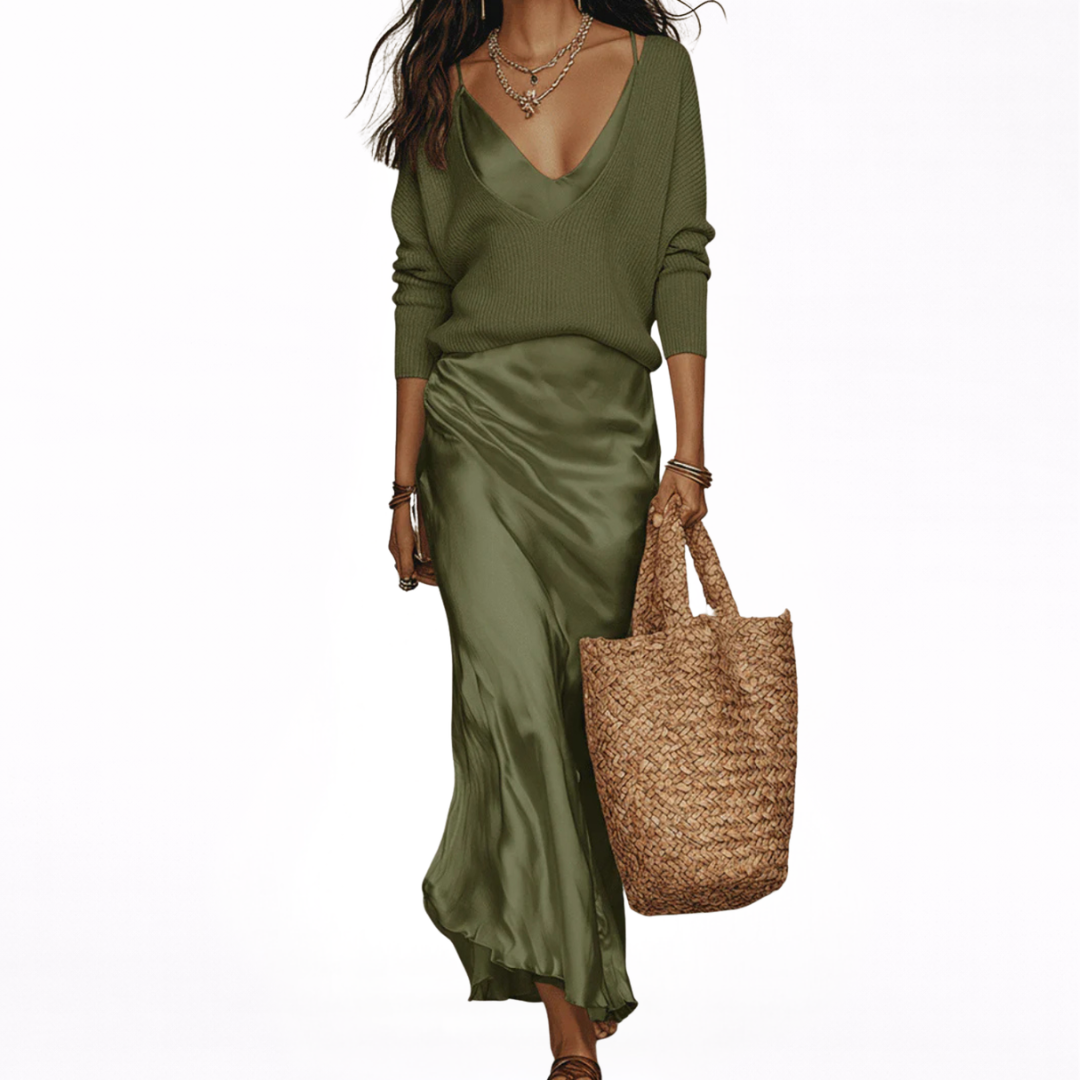 Elena | Midi Satin Dress