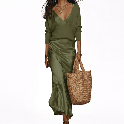 Elena | Midi Satin Dress