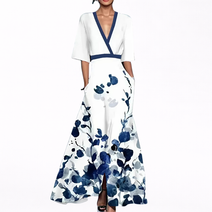 Valentina | Abito Maxi Elegante con Scollo Profondo