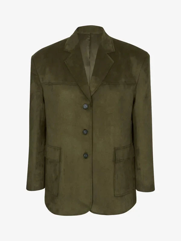 Sofia | Blazer Oversize en Suede Verde Militar