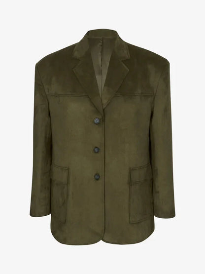 Sofia | Blazer Oversize en Suede Verde Militar