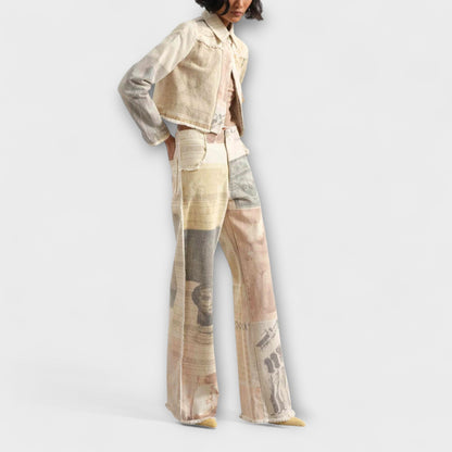 Rhea – Jeans de pierna ancha estampados con un toque vintage