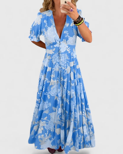 Minelda – Vestito floreale con scollo a V