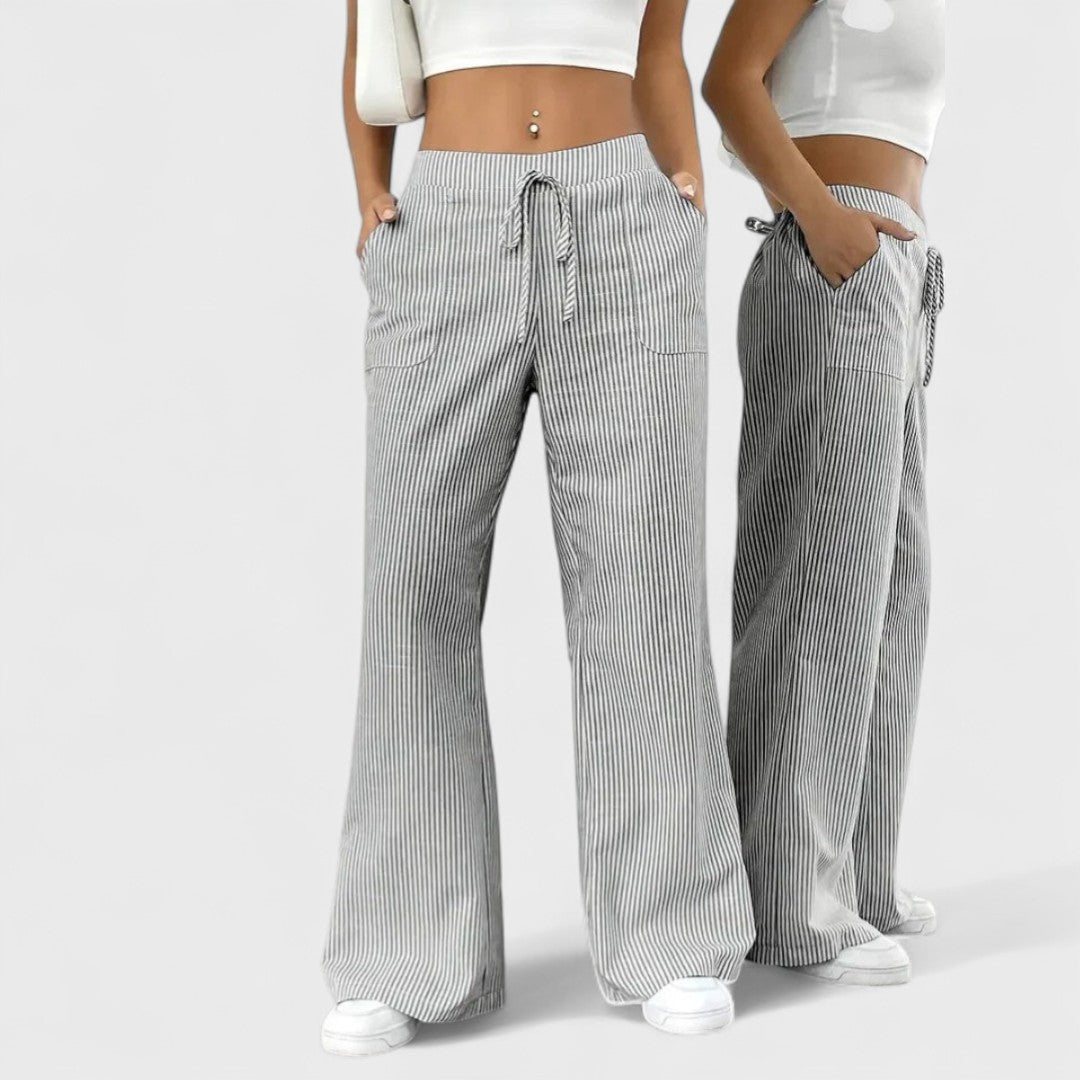 Dominique - Pantalones anchos cómodos con detalles elegantes