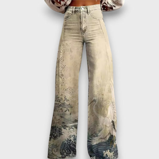 Aiyoko – Weite Jeans mit Japan-inspirierter Druck