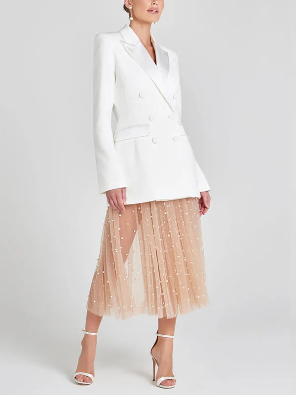 Sofia | Blazer Bianco Doppiopetto in Satin
