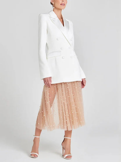 Sofia | Blazer Bianco Doppiopetto in Satin