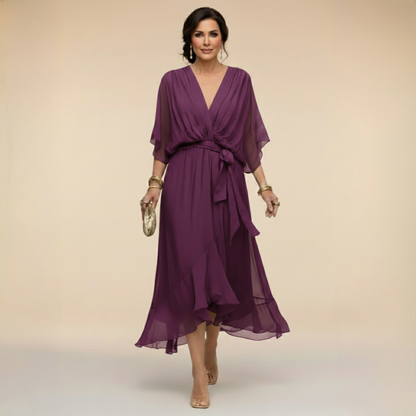 Monica | Vestito in chiffon con scollatura a V