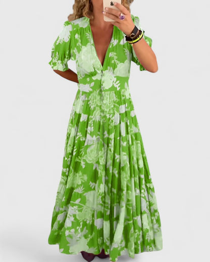 Minelda – Vestito floreale con scollo a V