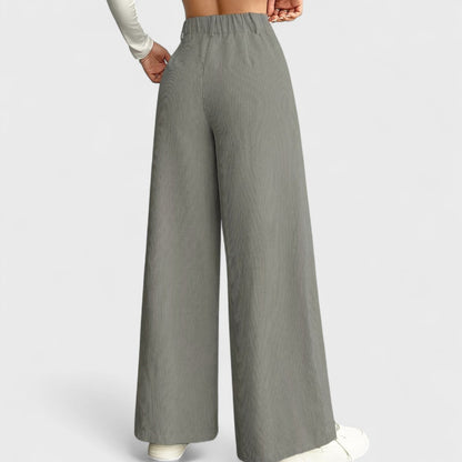 Rida - Pantalones de Mujer de Cintura Alta con Pierna Ancha