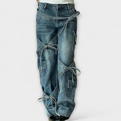 Paloma - Jeans Utility in Denim con Dettaglio di Nodo