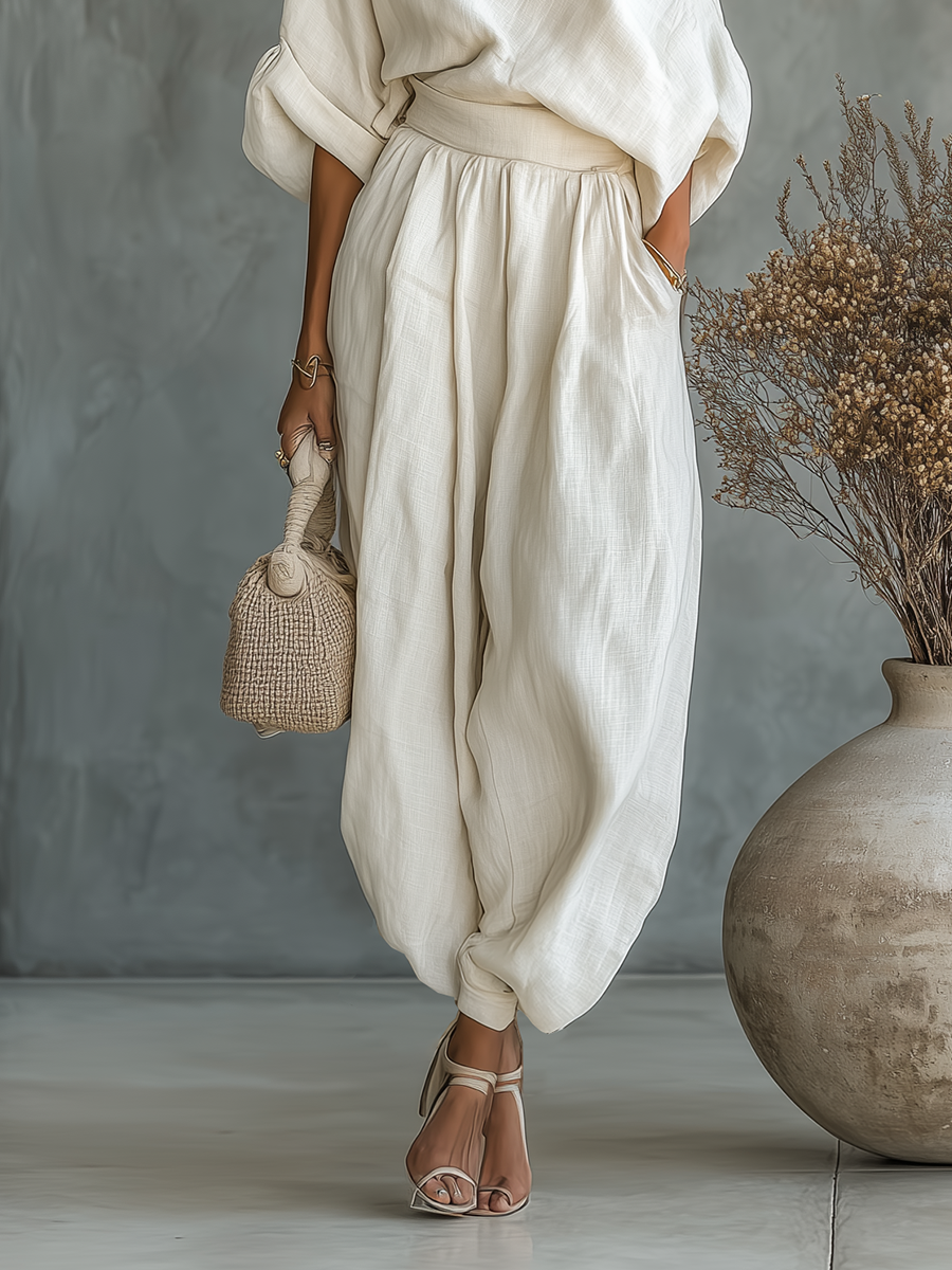 Lisa | Top Morbido Off-Shoulder e Set di Pantaloni Tapered