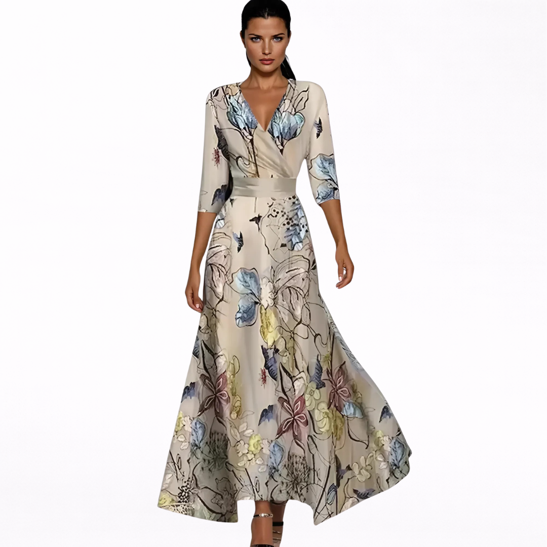 Emilia | Elegante Maxi Abito Floreale